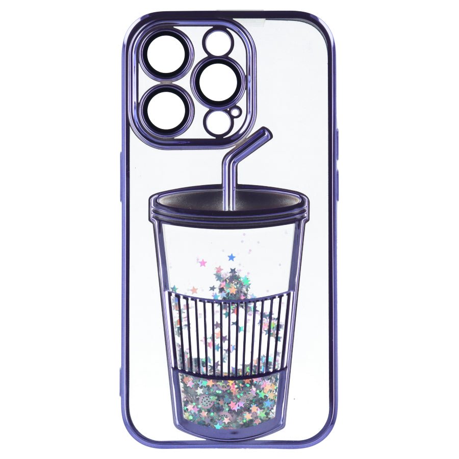 Funda Bumper con Vaso de Purpurina para iPhone 14 Pro Max