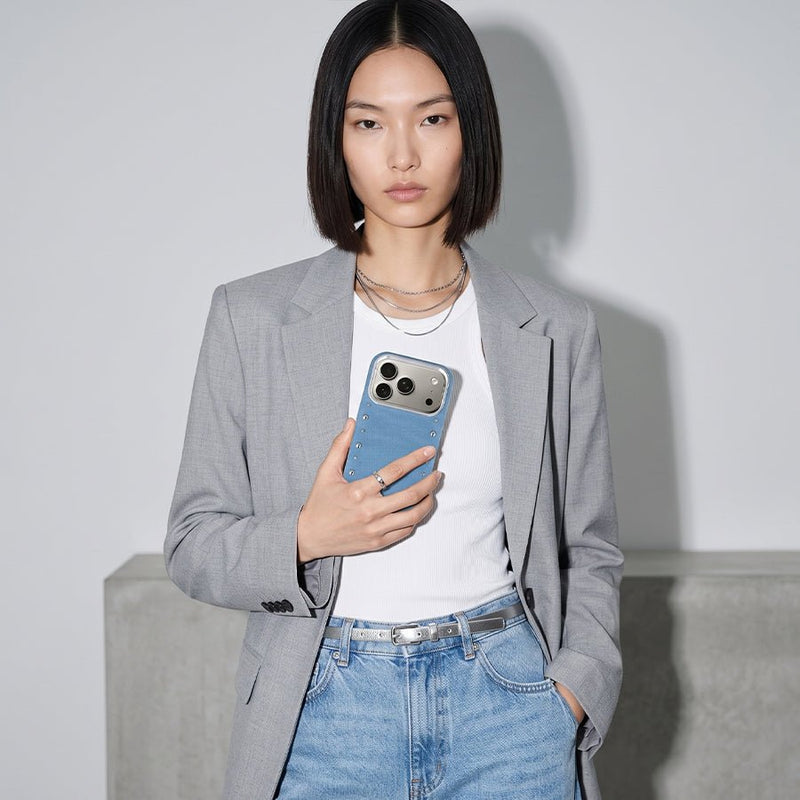 Funda Denim MagBattery para iPhone 17 Pro — perfil lateral y protección
