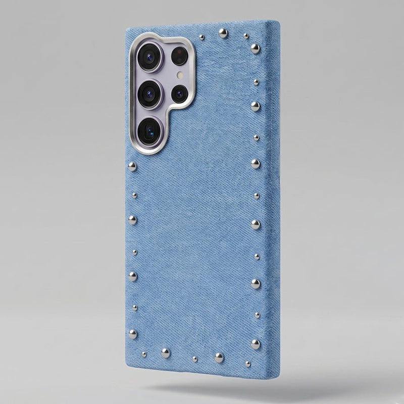 Funda Denim MagBattery para Samsung Galaxy S25 Ultra — vista trasera con cierre magnético
