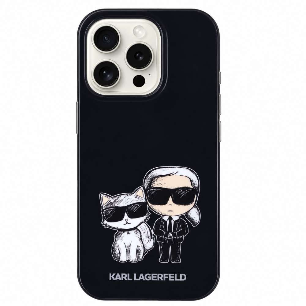 Funda Karl Lagerfeld negra para iPhone 14 Pro, colaboración La Casa de las Carcasas x Karl Lagerfeld